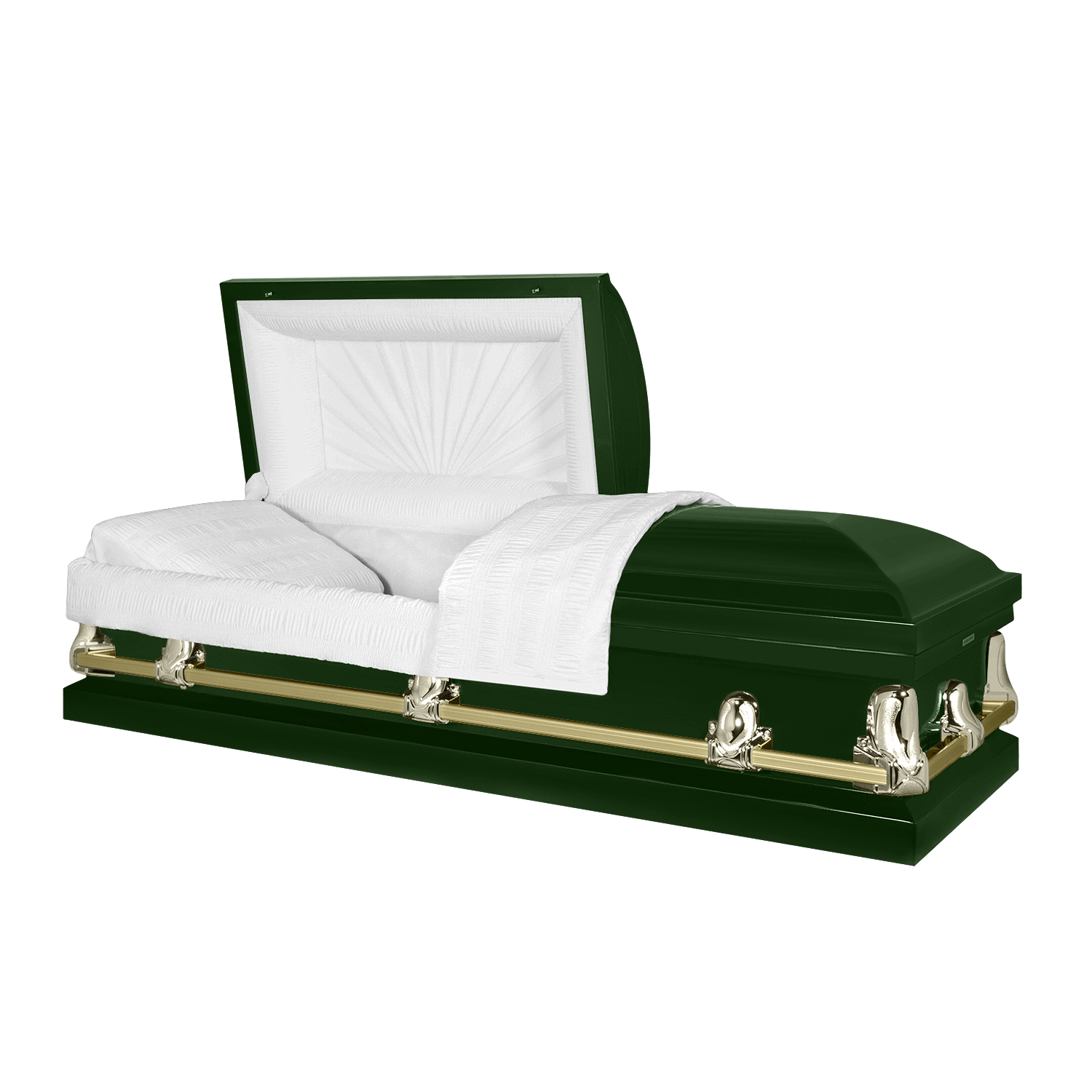 Orion Series | Green Steel Burial Casket with White Interior - Titan Casket