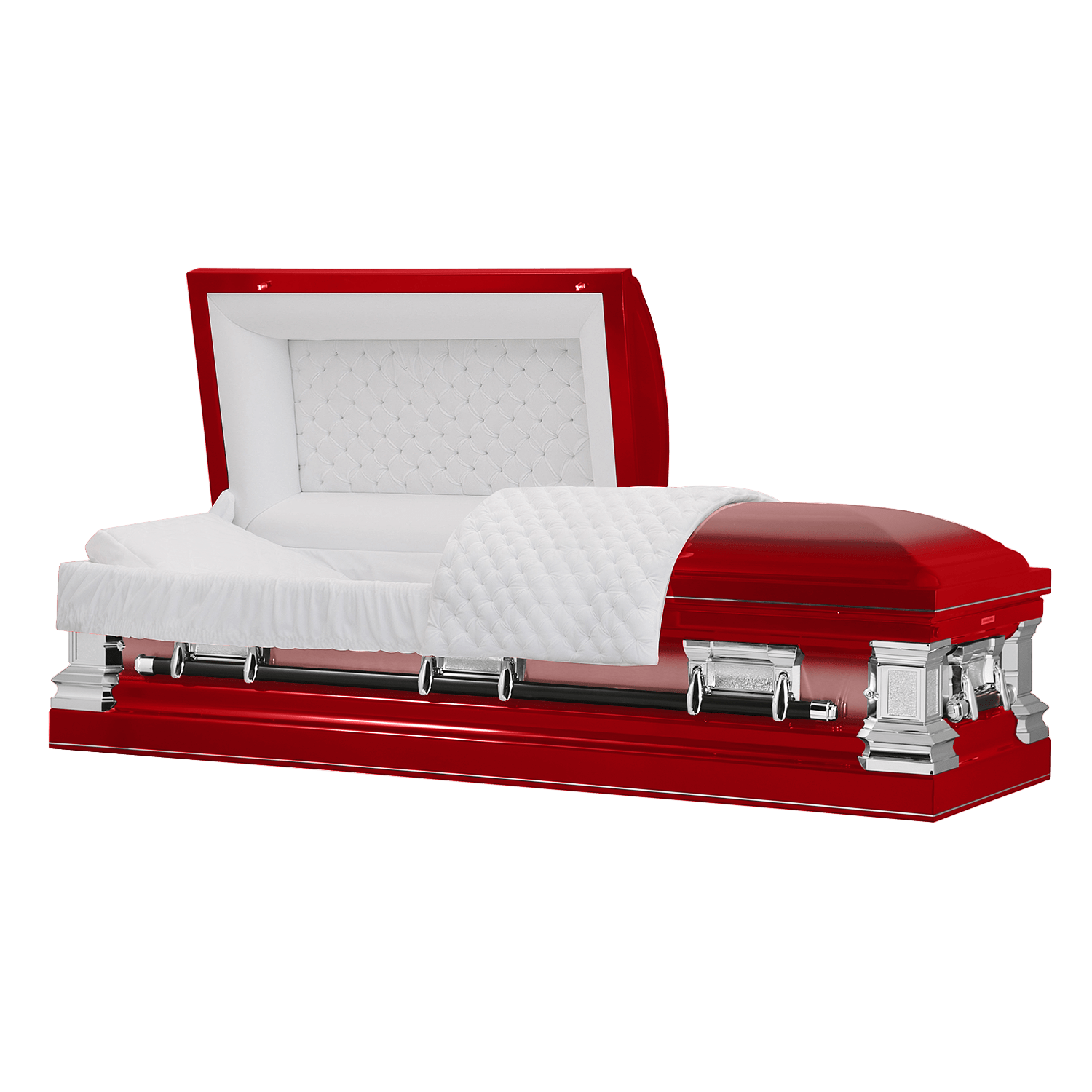 Era Series | Red Stainless Steel Casket with White Interior - Titan Casket