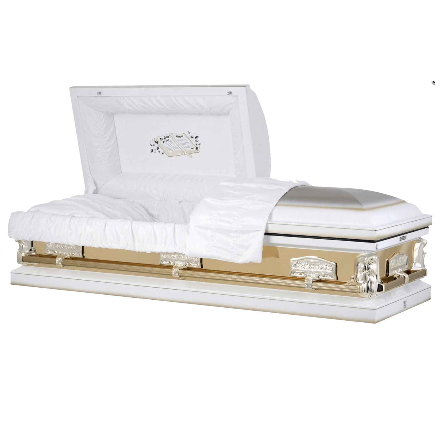 Angel Reflections | White and Gold Steel Religious Casket - Titan Casket
