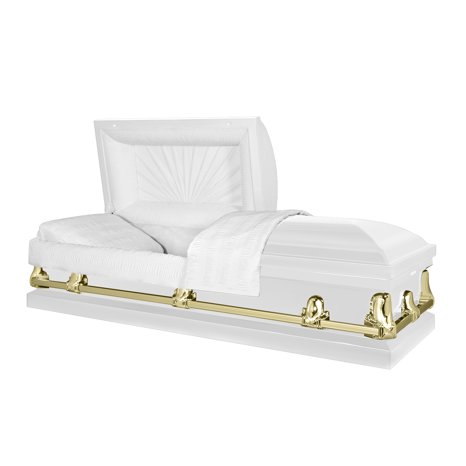 Orion Series | White and Gold Steel Casket with White Interior - Titan Casket