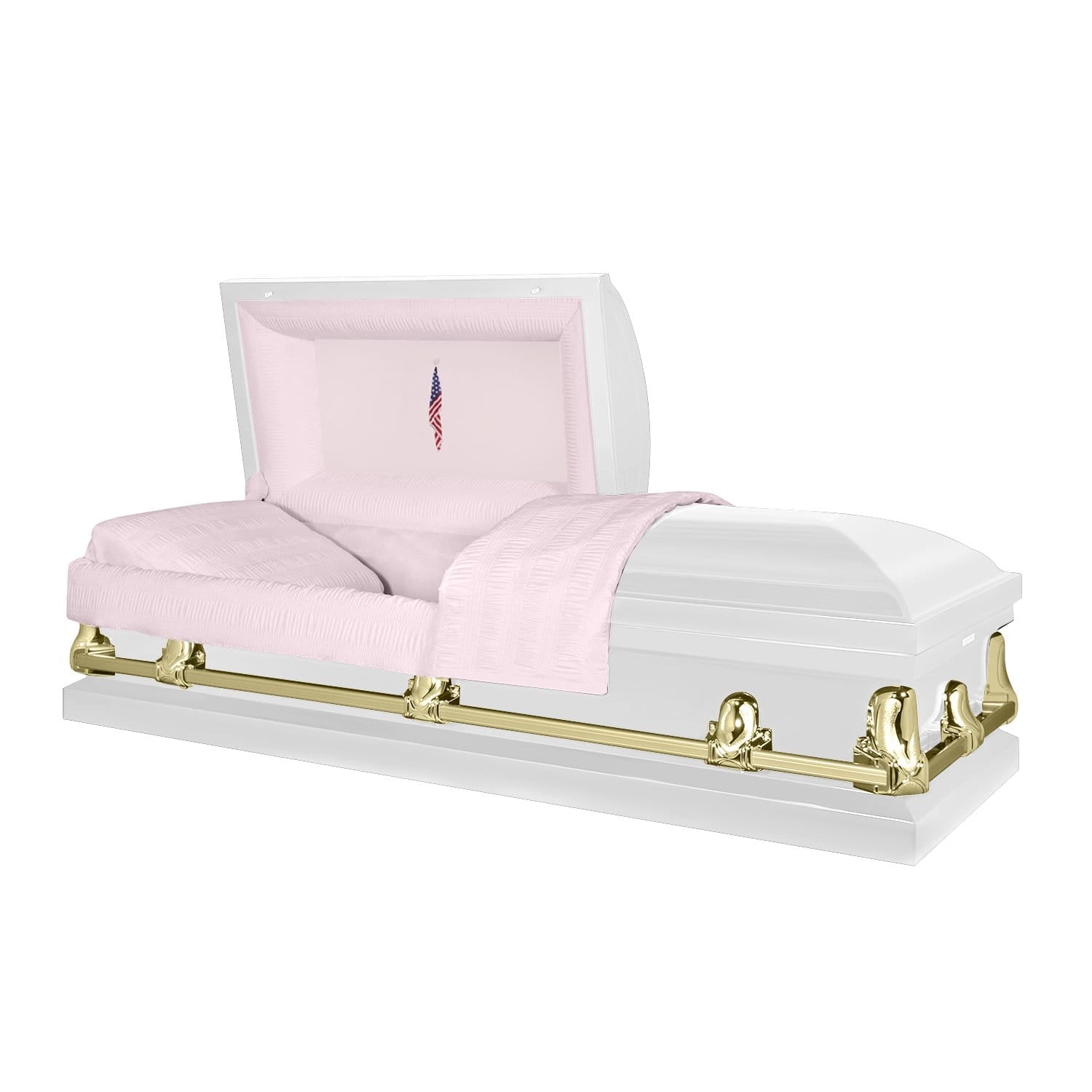 Orion Series | White and Gold Steel Casket with Pink Interior - Titan Casket
