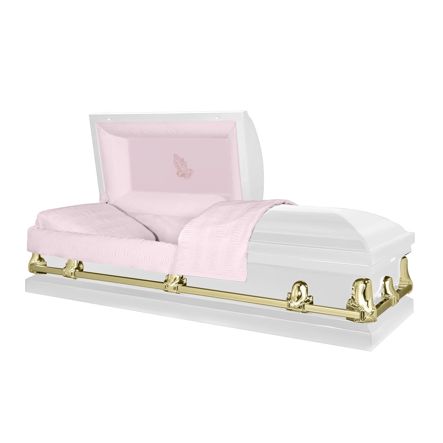 Orion Series | White and Gold Steel Casket with Pink Interior - Titan Casket