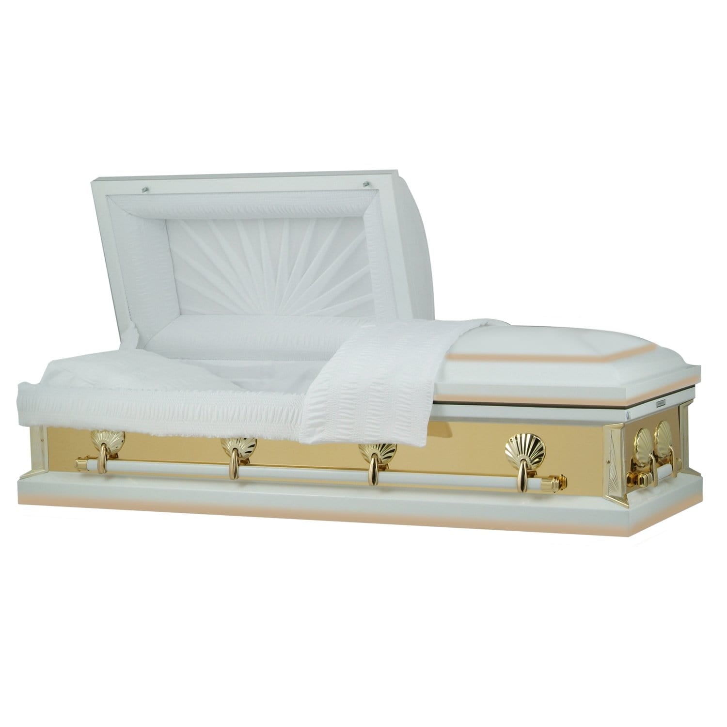 Reflections Series | White and Gold Steel Casket with White Interior - Titan Casket
